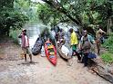 P23 Taking a rest at a ferry point. Our kayk is already becoming a legend in these parts of the Congo.